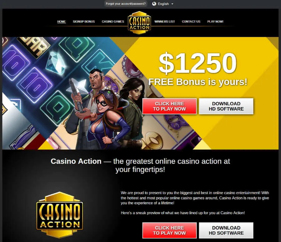 Casino Action main page