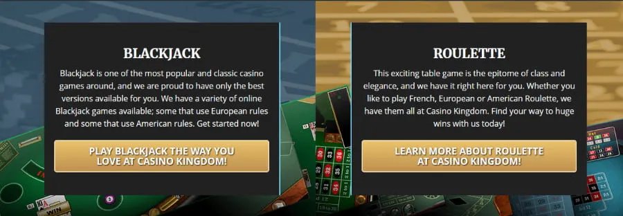 Casino Kingdom blackjack roulette