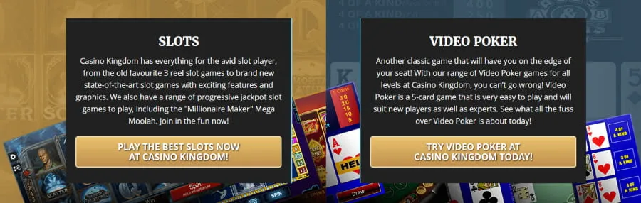 Casino Kingdom slots video poker