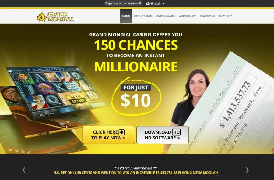 Grand Mondial Casino main page